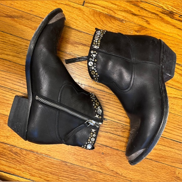 GOLDEN GOOSE YOUNG LEATHER WESTERN ANKLE BOOTS - Picture 2 of 15
